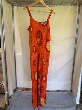 Orange Floral Reversible Maxi Dress
